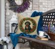 Portuguese Water Dog Christmas Flowers Throw Pillow Machine Washable, Indoor Outdoor Decorative Pillow for Couch, Bed or Patio, 18Hx18W