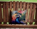 Peacock Throw Pillow Machine Washable, Indoor Outdoor Decorative Pillow for Couch, Bed or Patio, 14Hx14W