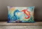Nautical Collection Throw Pillow Throw Pillow for Indoor Couch Bed Outdoor Patio Washable, Seahorses 2822,12Hx16W