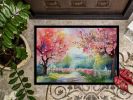 Michigan Apple Blossoms in Watercolor Doormat Front Door Mat Indoor Outdoor Rugs for Entryway, Non Slip Washable Low Pile, 24H X 36W