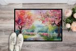 Michigan Apple Blossoms in Watercolor Doormat Front Door Mat Indoor Outdoor Rugs for Entryway, Non Slip Washable Low Pile, 24H X 36W