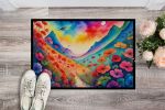 Geraniums in Color Doormat Front Door Mat Indoor Outdoor Rugs for Entryway, Non Slip Washable Low Pile, 24H X 36W