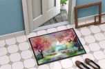 Michigan Apple Blossoms in Watercolor Doormat Front Door Mat Indoor Outdoor Rugs for Entryway, Non Slip Washable Low Pile, 24H X 36W