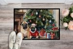 Pug Cozy Christmas Doormat Front Door Mat Indoor Outdoor Rugs for Entryway, Non Slip Washable Low Pile, 24H X 36W