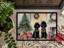 Poodle Cozy Christmas Doormat Front Door Mat Indoor Outdoor Rugs for Entryway, Non Slip Washable Low Pile, 24H X 36W