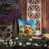 Norfolk Terrier in Sunflowers Throw Pillow Machine Washable, Indoor Outdoor Decorative Pillow for Couch, Bed or Patio, 14Hx14W