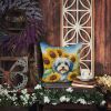 Tibetan Terrier in Sunflowers Throw Pillow Machine Washable, Indoor Outdoor Decorative Pillow for Couch, Bed or Patio, 14Hx14W