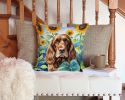 English Cocker Spaniel in Sunflowers Throw Pillow Machine Washable, Indoor Outdoor Decorative Pillow for Couch, Bed or Patio, 14Hx14W