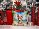 Basenji Luau Throw Pillow Machine Washable, Indoor Outdoor Decorative Pillow for Couch, Bed or Patio, 14Hx14W
