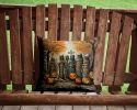 Mummies Spooky Halloween Throw Pillow Machine Washable, Indoor Outdoor Decorative Pillow for Couch, Bed or Patio, 14Hx14W