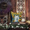 Samoyed in Sunflowers Throw Pillow Machine Washable, Indoor Outdoor Decorative Pillow for Couch, Bed or Patio, 14Hx14W