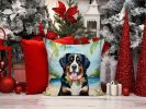 Bernese Mountain Dog Luau Throw Pillow Machine Washable, Indoor Outdoor Decorative Pillow for Couch, Bed or Patio, 14Hx14W