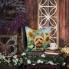 Silky Terrier in Sunflowers Throw Pillow Machine Washable, Indoor Outdoor Decorative Pillow for Couch, Bed or Patio, 14Hx14W