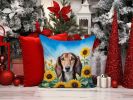 Saluki in Sunflowers Throw Pillow Machine Washable, Indoor Outdoor Decorative Pillow for Couch, Bed or Patio, 14Hx14W