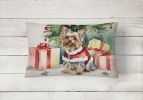Waiting on Christmas Throw Pillow Throw Pillow for Indoor Couch Bed Outdoor Patio Washable, Yorkie 1392,12Hx16W