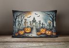 More Spooky Halloween Throw Pillow Throw Pillow for Indoor Couch Bed Outdoor Patio Washable, Skeleton 2272,12Hx16W
