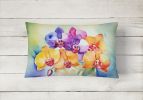 Flowers in Watercolor Throw Pillow Throw Pillow for Indoor Couch Bed Outdoor Patio Washable, Orchids 1601,12Hx16W