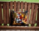 Sheltie and Santa Claus Throw Pillow Machine Washable, Indoor Outdoor Decorative Pillow for Couch, Bed or Patio, 14Hx14W