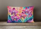 Flowers in Color Throw Pillow Throw Pillow for Indoor Couch Bed Outdoor Patio Washable, Orchids,12Hx16W