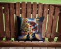 Australian Terrier and Santa Claus Throw Pillow Machine Washable, Indoor Outdoor Decorative Pillow for Couch, Bed or Patio, 14Hx14W