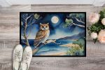 Owl Perched in Coastal Tree Doormat Front Door Mat Indoor Outdoor Rugs for Entryway, Non Slip Washable Low Pile, 24H X 36W