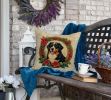 Bernese Mountain Dog Christmas Flowers Throw Pillow Machine Washable, Indoor Outdoor Decorative Pillow for Couch, Bed or Patio, 18Hx18W