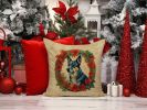 Australian Cattle Dog Christmas Flowers Throw Pillow Machine Washable, Indoor Outdoor Decorative Pillow for Couch, Bed or Patio, 18Hx18W