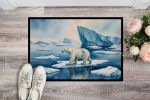 Polar Bear on the Ice Doormat Front Door Mat Indoor Outdoor Rugs for Entryway, Non Slip Washable Low Pile, 24H X 36W