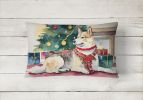 Waiting on Christmas Throw Pillow Throw Pillow for Indoor Couch Bed Outdoor Patio Washable, Akita 1220,12Hx16W
