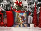 Australian Terrier and Santa Claus Throw Pillow Machine Washable, Indoor Outdoor Decorative Pillow for Couch, Bed or Patio, 14Hx14W