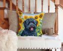 Puli in Sunflowers Throw Pillow Machine Washable, Indoor Outdoor Decorative Pillow for Couch, Bed or Patio, 14Hx14W