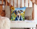 Catahoula in Sunflowers Throw Pillow Machine Washable, Indoor Outdoor Decorative Pillow for Couch, Bed or Patio, 14Hx14W