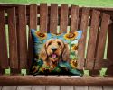 Otterhound in Sunflowers Throw Pillow Machine Washable, Indoor Outdoor Decorative Pillow for Couch, Bed or Patio, 14Hx14W