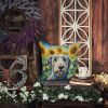 Irish Wolfhound in Sunflowers Throw Pillow Machine Washable, Indoor Outdoor Decorative Pillow for Couch, Bed or Patio, 14Hx14W