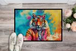 Hippie Animal Bengal Tiger Doormat Front Door Mat Indoor Outdoor Rugs for Entryway, Non Slip Washable Low Pile, 24H X 36W