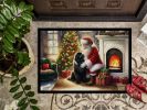 Newfoundland and Santa Claus Doormat Front Door Mat Indoor Outdoor Rugs for Entryway, Non Slip Washable Low Pile, 24H X 36W