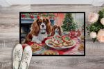 Cavalier Spaniel Christmas Cookies Doormat Front Door Mat Indoor Outdoor Rugs for Entryway, Non Slip Washable Low Pile, 24H X 36W