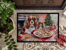 Cavalier Spaniel Christmas Cookies Doormat Front Door Mat Indoor Outdoor Rugs for Entryway, Non Slip Washable Low Pile, 24H X 36W