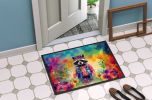 Hippie Animal Raccoon Doormat Front Door Mat Indoor Outdoor Rugs for Entryway, Non Slip Washable Low Pile, 24H X 36W