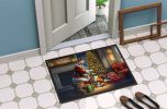 Basenji and Santa Claus Doormat Front Door Mat Indoor Outdoor Rugs for Entryway, Non Slip Washable Low Pile, 24H X 36W