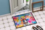 Hippie Animal Rabbit Doormat Front Door Mat Indoor Outdoor Rugs for Entryway, Non Slip Washable Low Pile, 24H X 36W