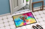 Hippie Animal Deer Doormat Front Door Mat Indoor Outdoor Rugs for Entryway, Non Slip Washable Low Pile, 24H X 36W