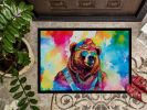 Hippie Animal Grizzly Bear Doormat Front Door Mat Indoor Outdoor Rugs for Entryway, Non Slip Washable Low Pile, 24H X 36W