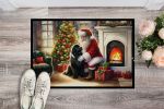Newfoundland and Santa Claus Doormat Front Door Mat Indoor Outdoor Rugs for Entryway, Non Slip Washable Low Pile, 24H X 36W