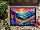 Annual Larkspur in Color Doormat Front Door Mat Indoor Outdoor Rugs for Entryway, Non Slip Washable Low Pile, 24H X 36W