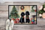 Poodle Cozy Christmas Doormat Front Door Mat Indoor Outdoor Rugs for Entryway, Non Slip Washable Low Pile, 24H X 36W