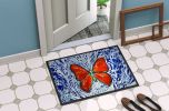 Red Glider Butterfly Doormat Front Door Mat Indoor Outdoor Rugs for Entryway, Non Slip Washable Low Pile, 24H X 36W
