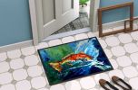 Break Through Red Fish Doormat Front Door Mat Indoor Outdoor Rugs for Entryway, Non Slip Washable Low Pile, 24H X 36W