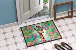 Hippie Animal Giraffe Doormat Front Door Mat Indoor Outdoor Rugs for Entryway, Non Slip Washable Low Pile, 24H X 36W