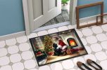 Newfoundland and Santa Claus Doormat Front Door Mat Indoor Outdoor Rugs for Entryway, Non Slip Washable Low Pile, 24H X 36W